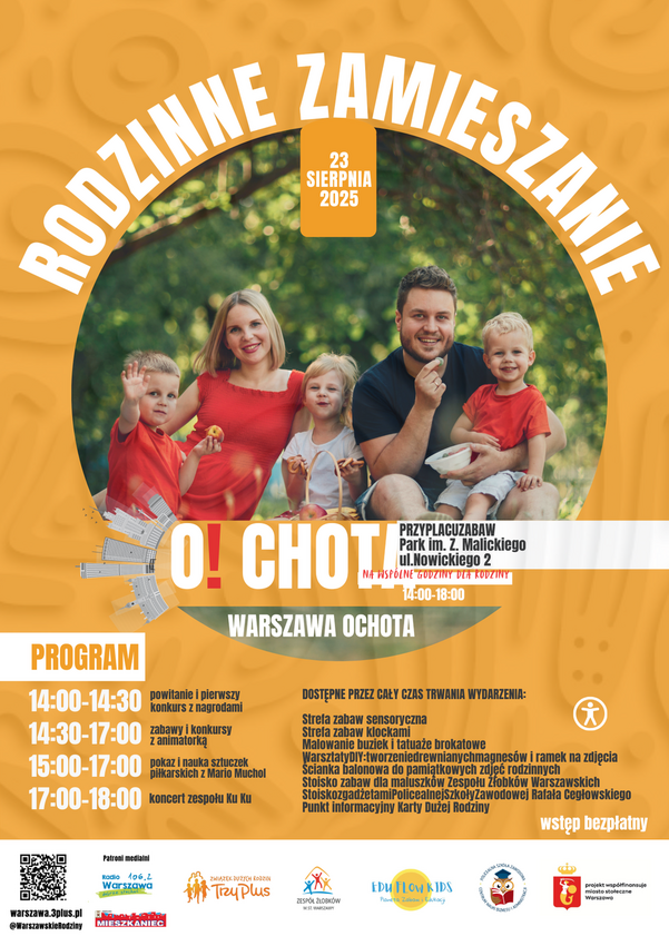Plakat pikniku Rodzinne Zamieszanie 23 sierpnia 2025 na ochocie
